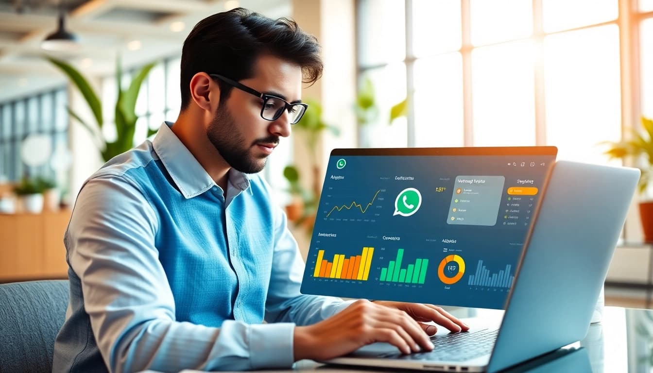 Enhance your business engagement with WhatsApp Business CRM interface, featuring real-time analytics and insights.