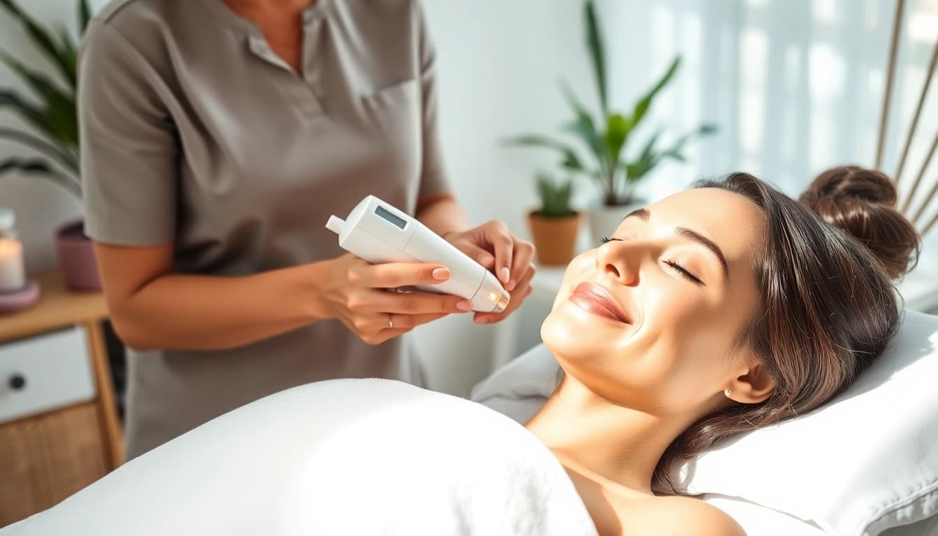 Performing a Microdermabrasion facial Queens NY for radiant skin rejuvenation.