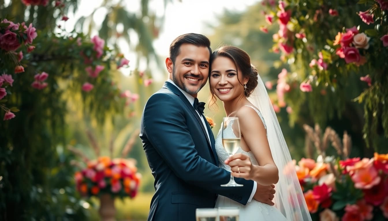 Captured moment of wedding photography showcasing a couple celebrating their love amidst nature.