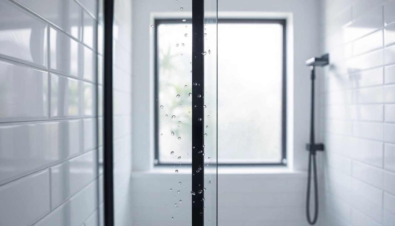 Showcasing a stylish black shower screen featuring elegant design and sleek lines.