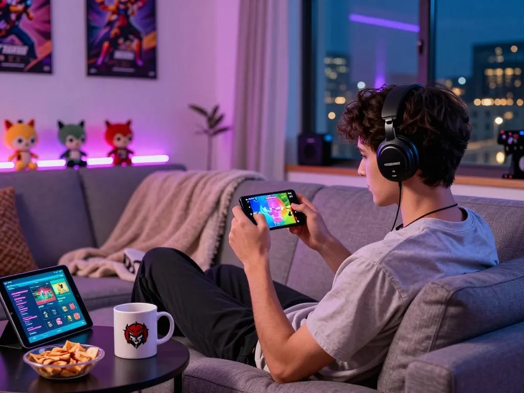 Play tải go88 on mobile in a cozy gaming setup with vibrant atmosphere.