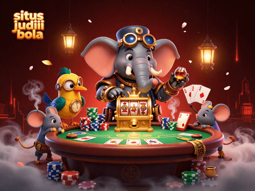 Engage with the vibrant situs judi bola scene showcasing exciting slot machine action and poker dynamics.