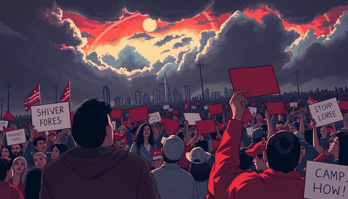 Engaging political rally scene portraying dynamics of Politics Thieves and Bullets