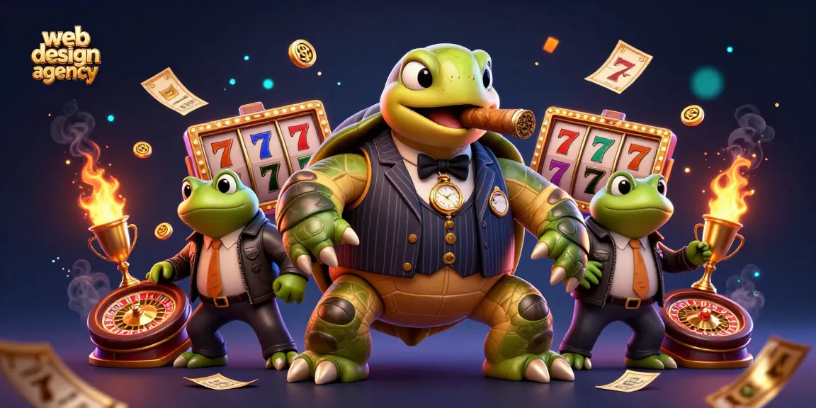 Engage with top-notch web design agency features in a dynamic casino scene with vibrant gambling elements.