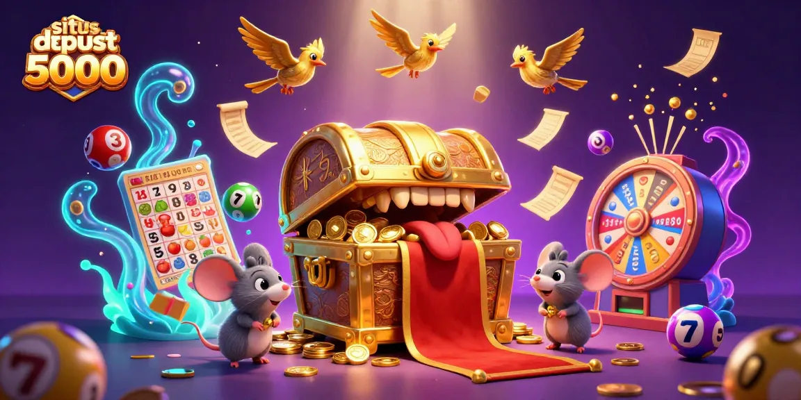 Engage in excitement with situs deposit 5000 featuring dynamic slot reels and colorful lottery elements.