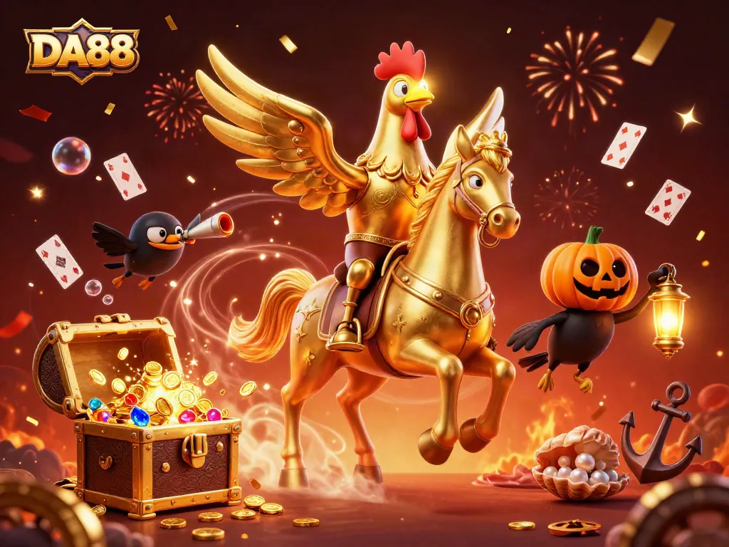 Experience thrilling gaming moments with DA88, featuring vibrant 3D characters in a lively casino.