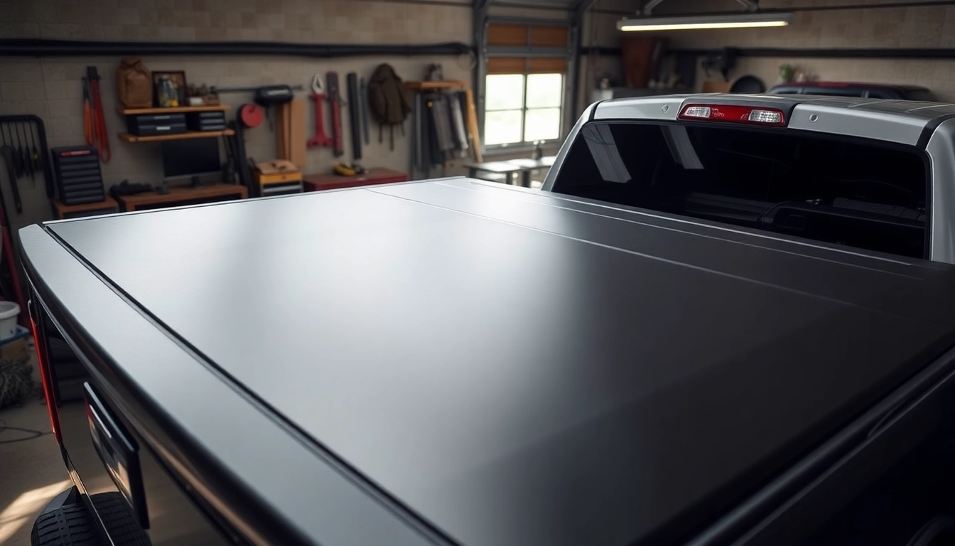 Install a tonneau cover on a truck, showcasing its sleek design and functionality.