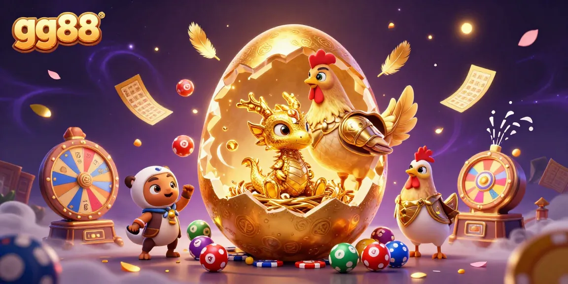 Spin to win with gg88's vibrant 3D casino scene featuring a golden dragon and dynamic elements