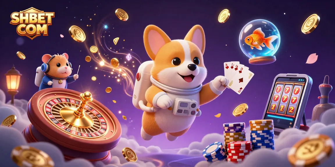Experience the thrilling elements of SHBET COM with a vibrant space-themed casino scene featuring animated characters and games.