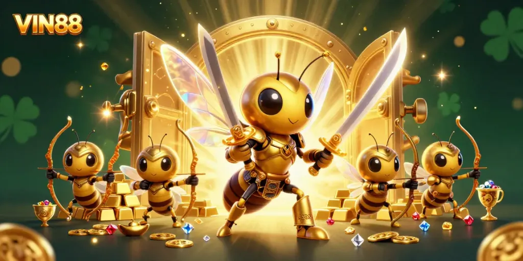 Engage with thrilling VIN88 gaming adventures featuring animated characters and dazzling treasures.