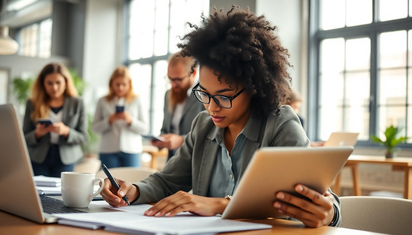 Engaging cover letter generation scene showcasing diverse professionals collaborating effectively.
