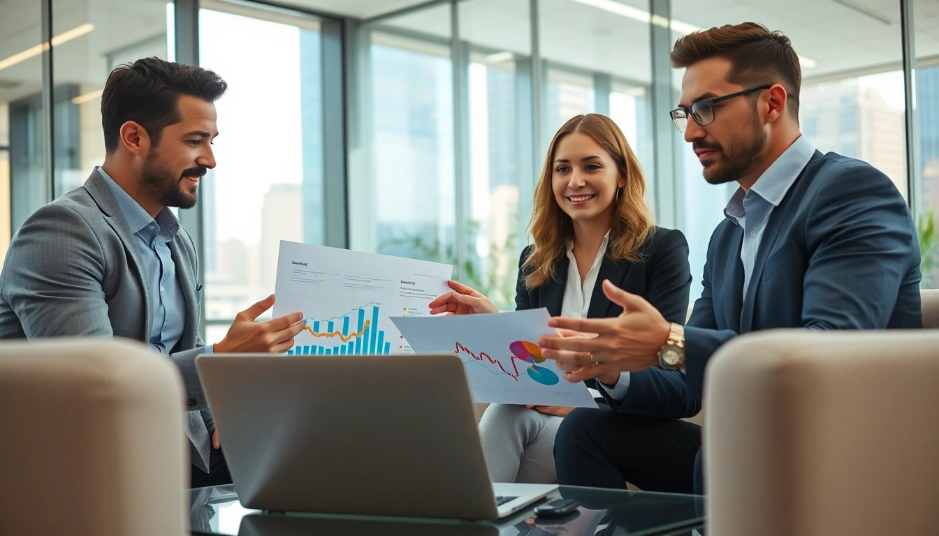 Analyze the Find competitor customer list with business professionals in a modern office.