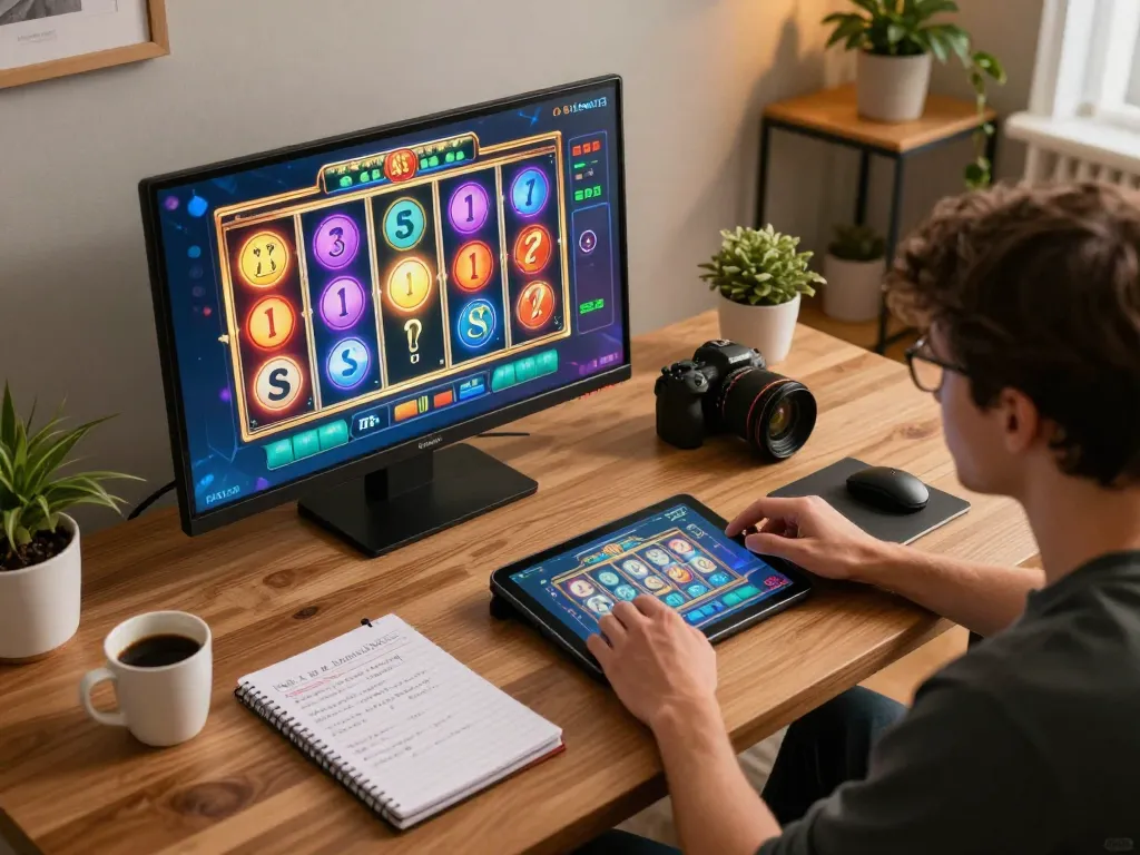 Engaging with slot games at home on https://nohu1.info/, showcasing a vibrant gaming experience.