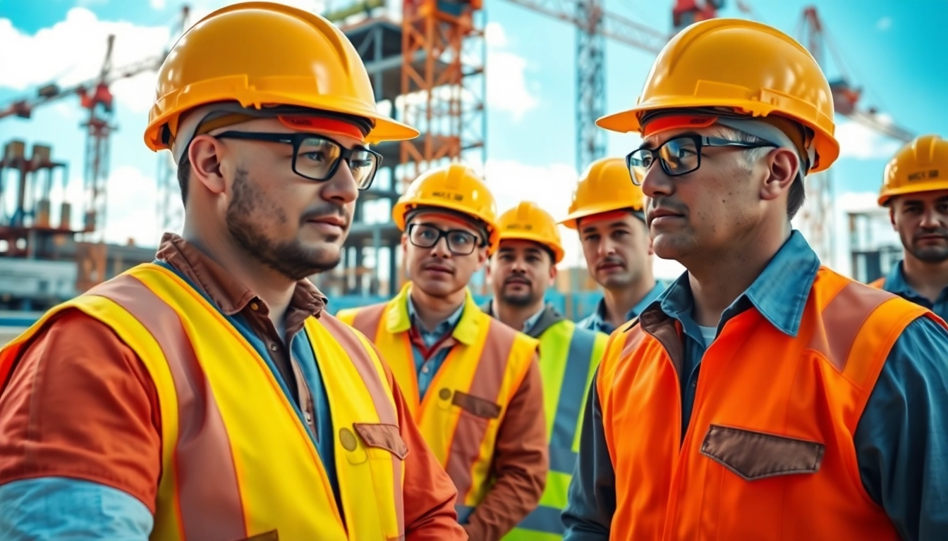 Professionals participating in construction safety classes at an active site, emphasizing safety protocols.