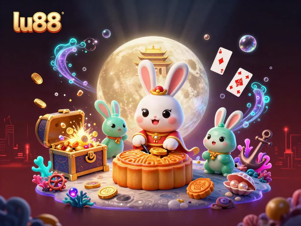 Experience thrilling gameplay at lu88 with a dynamic 3D illustration featuring vibrant casino elements.