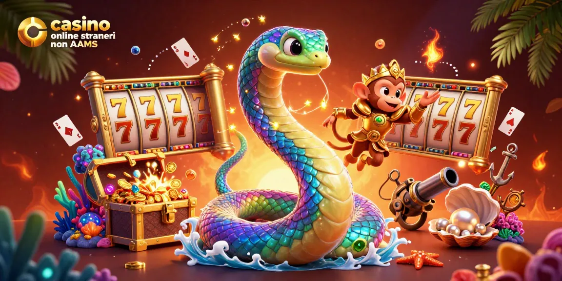 Immergiti in un'illustrazione vibrante di un casino online stranieri non AAMS che mostra eccitazione ed elementi dinamici di gioco.