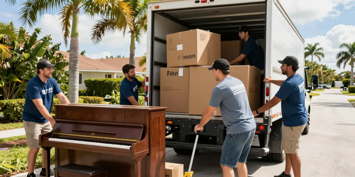 Wellen moving services team packing furniture efficiently during a sunny move in Venice, FL.