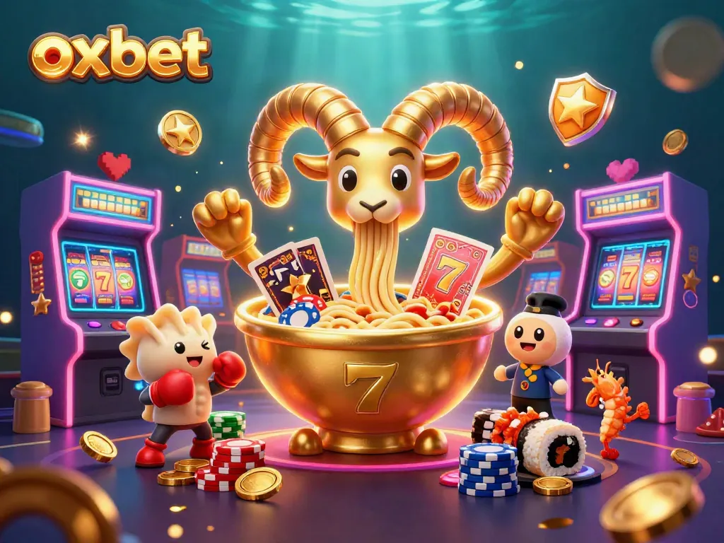 Win big at OXBET with exciting game-themed characters in a vibrant casino scene.