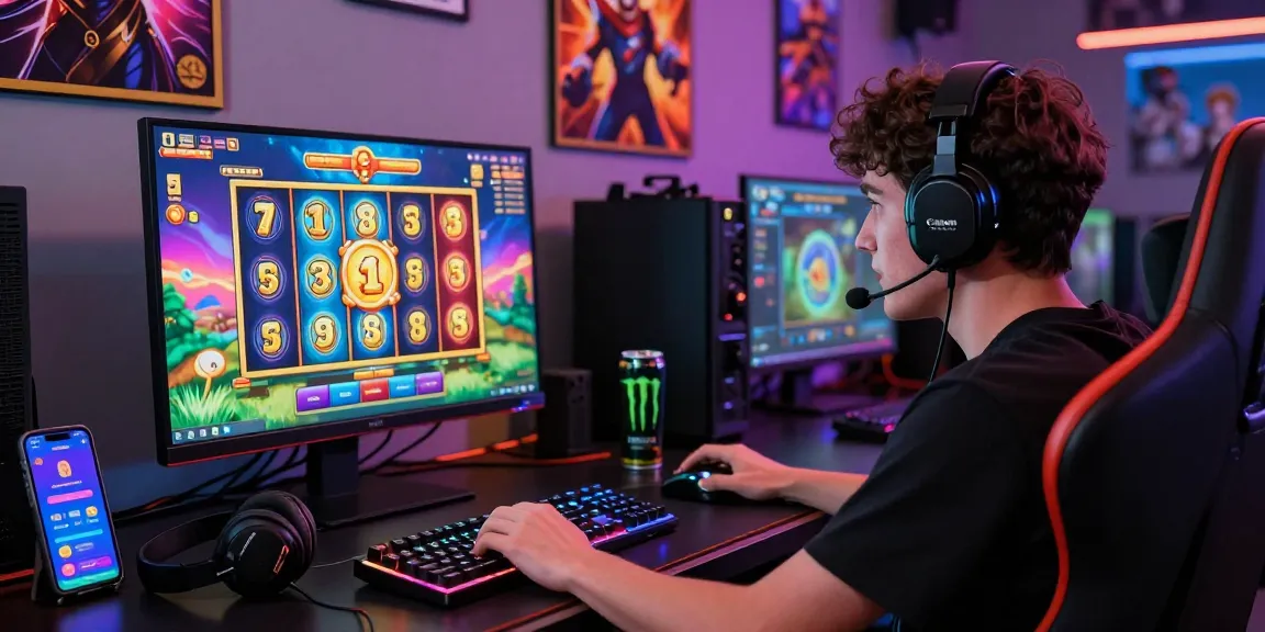 Exciting slot depo 1000 gaming setup showcasing a player immersed in action.