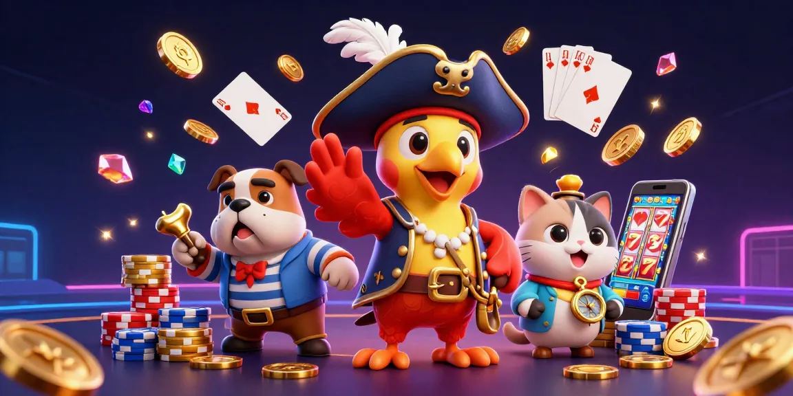 Découvrez les jeux de casino français sans KYC avec un mélange de personnages colorés, de pièces et de cartes animées.