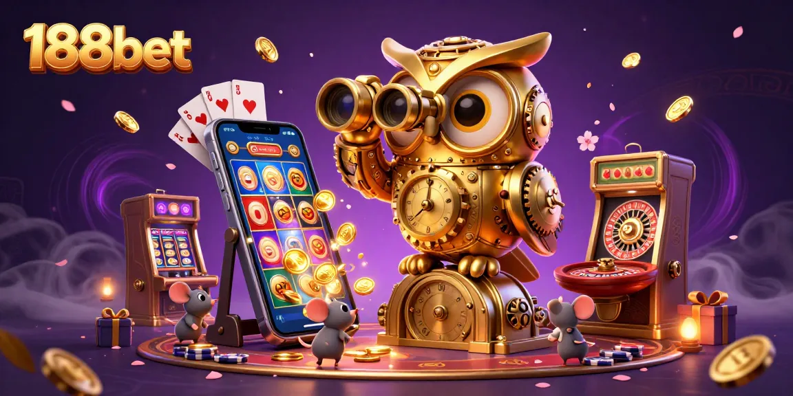 Spin winning slots with 188bet, where cartoon characters join a vibrant casino scene of games.