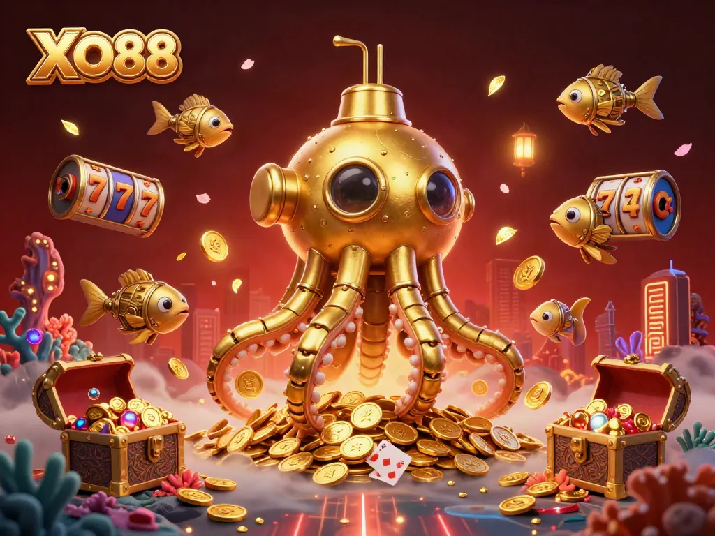 Experience thrilling gaming adventures with XO88's vibrant underwater scene packed with treasure and fun.