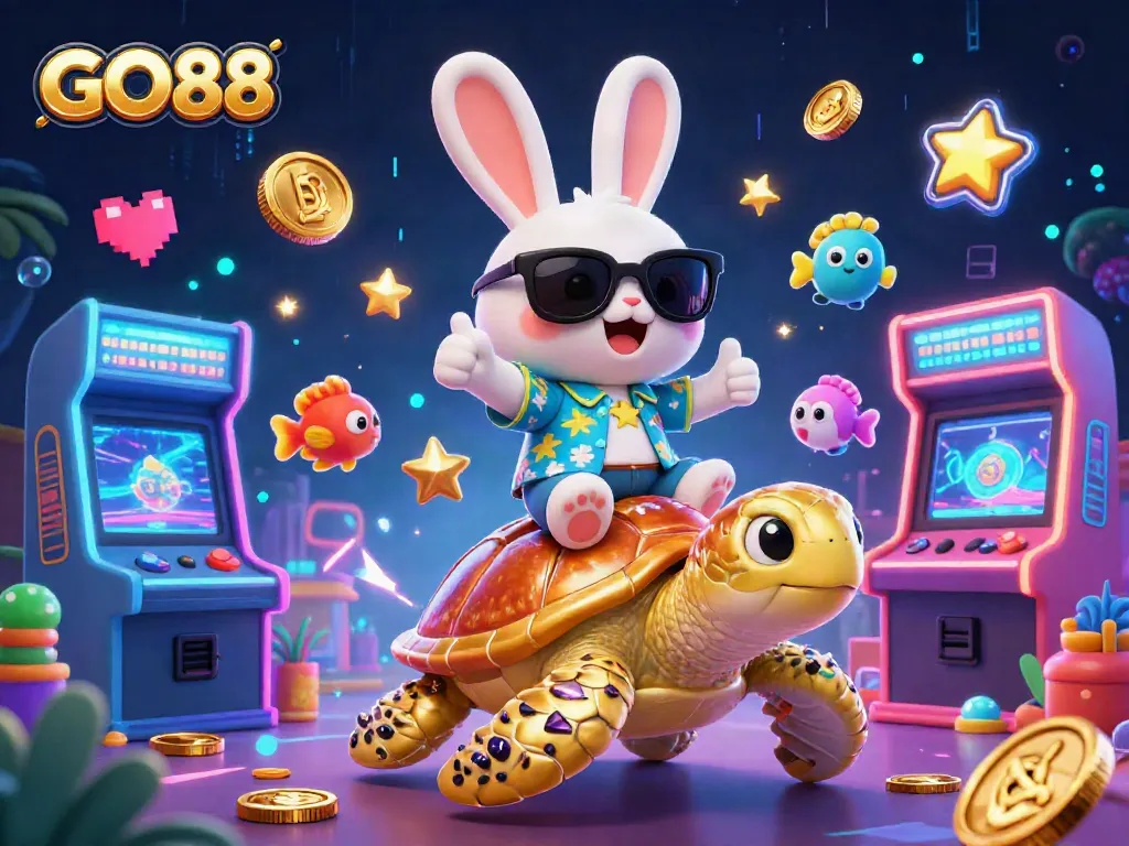Experience the thrilling gaming adventures at GO88 with vibrant casino characters and playful elements.