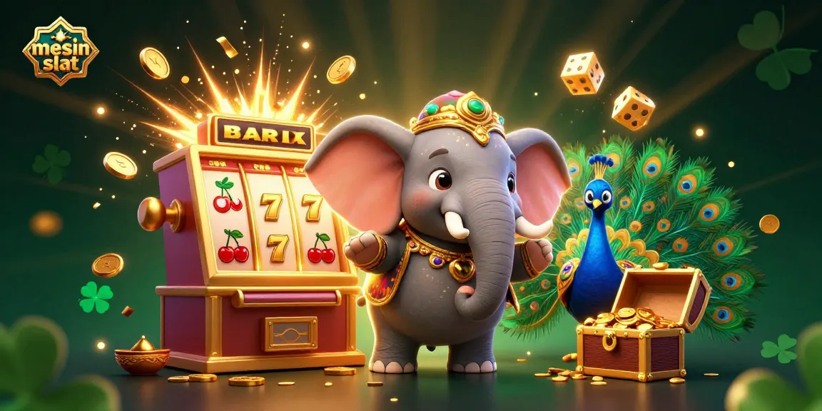 Experience exhilarating mesin slot excitement with vibrant symbols, gold coins, and a festive, lively atmosphere.