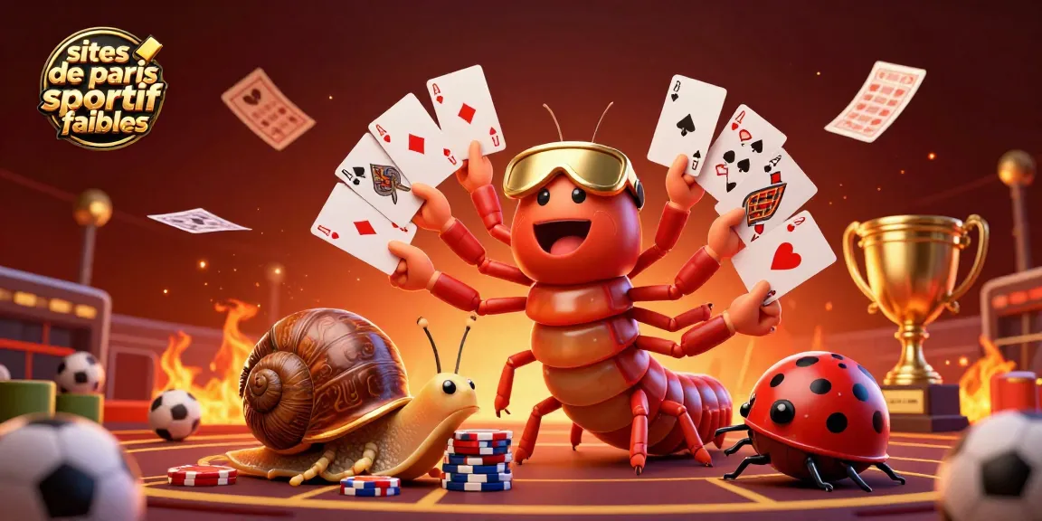 Illustration animée dépeignant des paris sportifs fiables, mettant en scène un millipède croupier et un escargot joueur.
