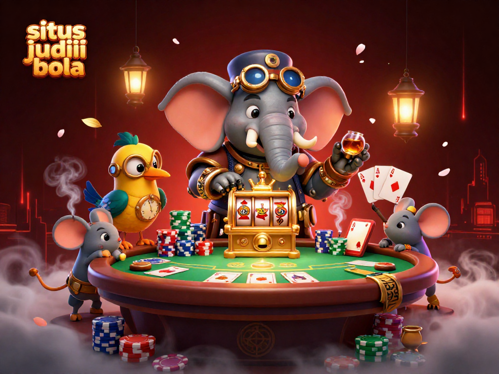 Engage with the vibrant situs judi bola scene showcasing exciting slot machine action and poker dynamics.