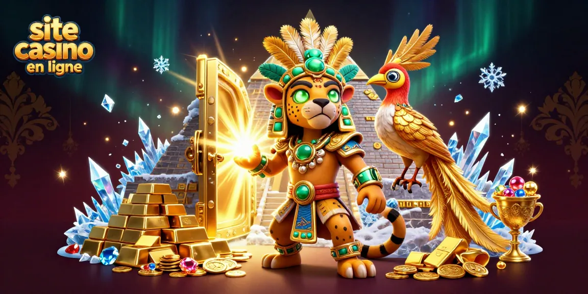 Jouer sur un site casino en ligne avec des personnages lumineux au milieu d'un trésor d'or.