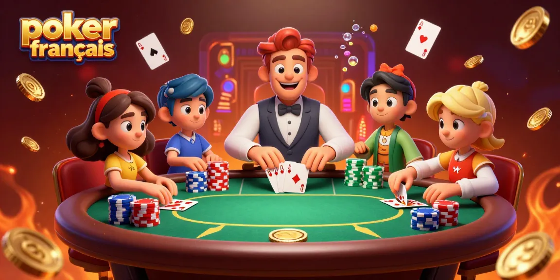 Jouez au poker francais sur une table dynamique avec drapeaux colorés, et profitez de l'atmosphère du casino.