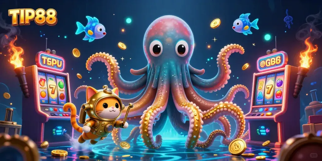 Experience winning thrills at TIP88 with the kraken, diving cat, and vibrant slot machines.
