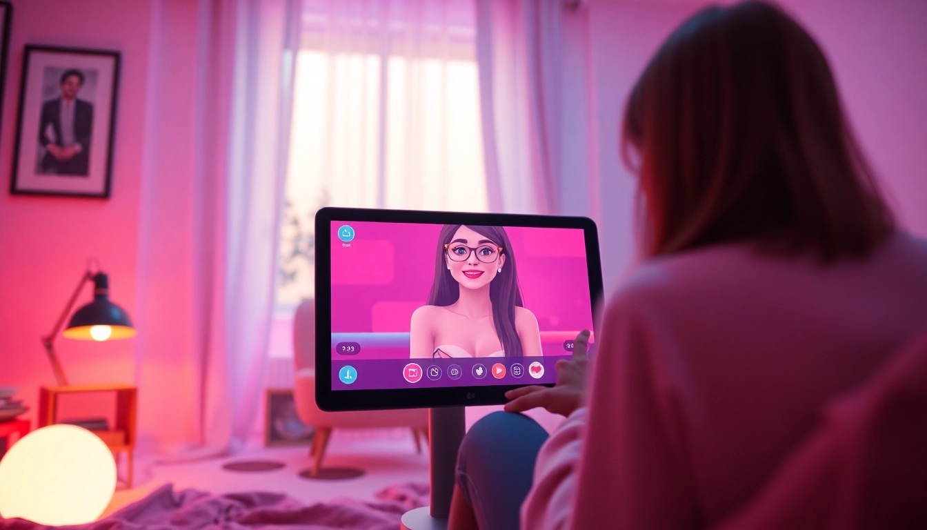 Engaging NSFW AI chat scene showcasing an AI girlfriend's interaction on a digital device.