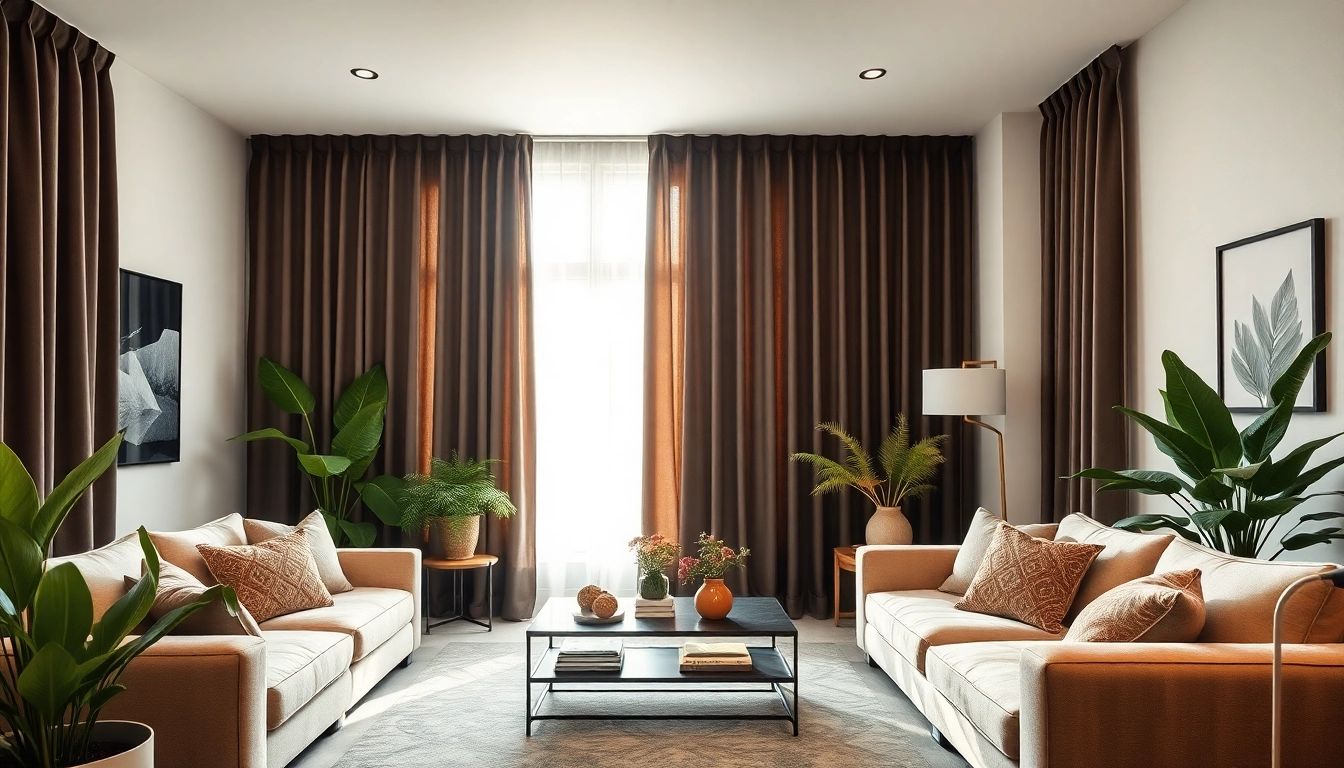 Verduisterende gordijnen in een stijlvolle woonkamer die zonlicht elegant blokkeren.