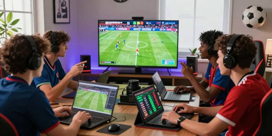 Friends enjoying an online gaming session with live streaming sports, encouraging users to 閱讀更多 about gaming strategies.