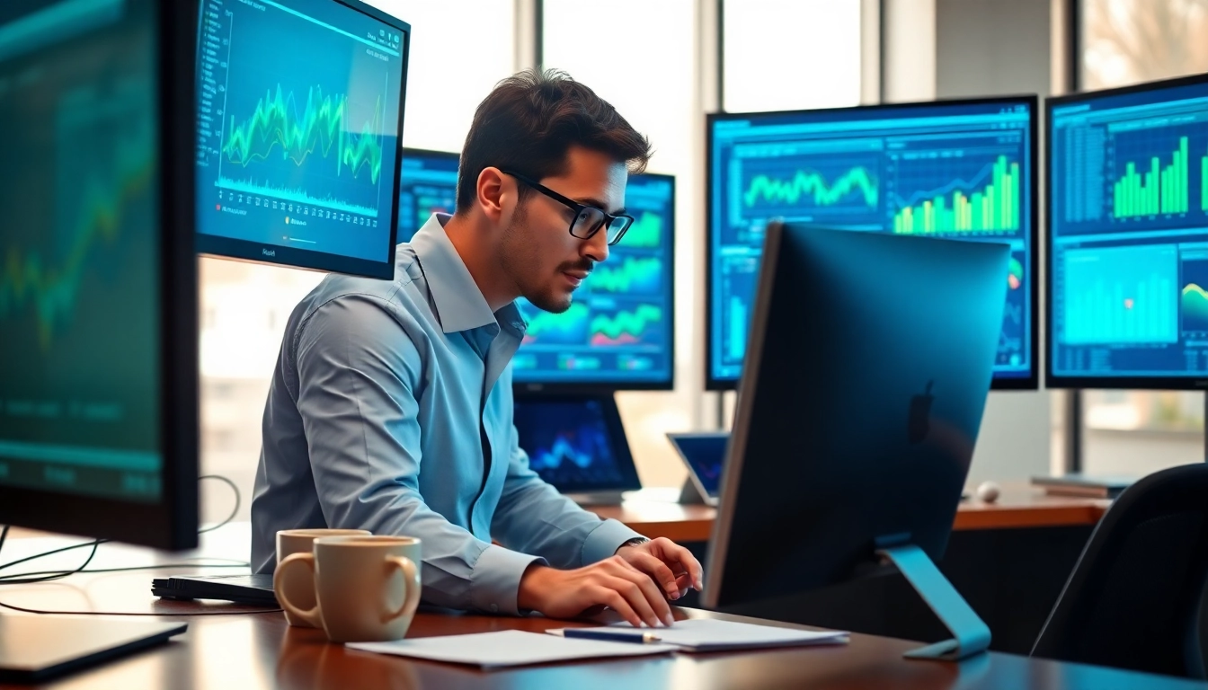 Analyzing competitive intelligence with graphs and charts in a bright office.