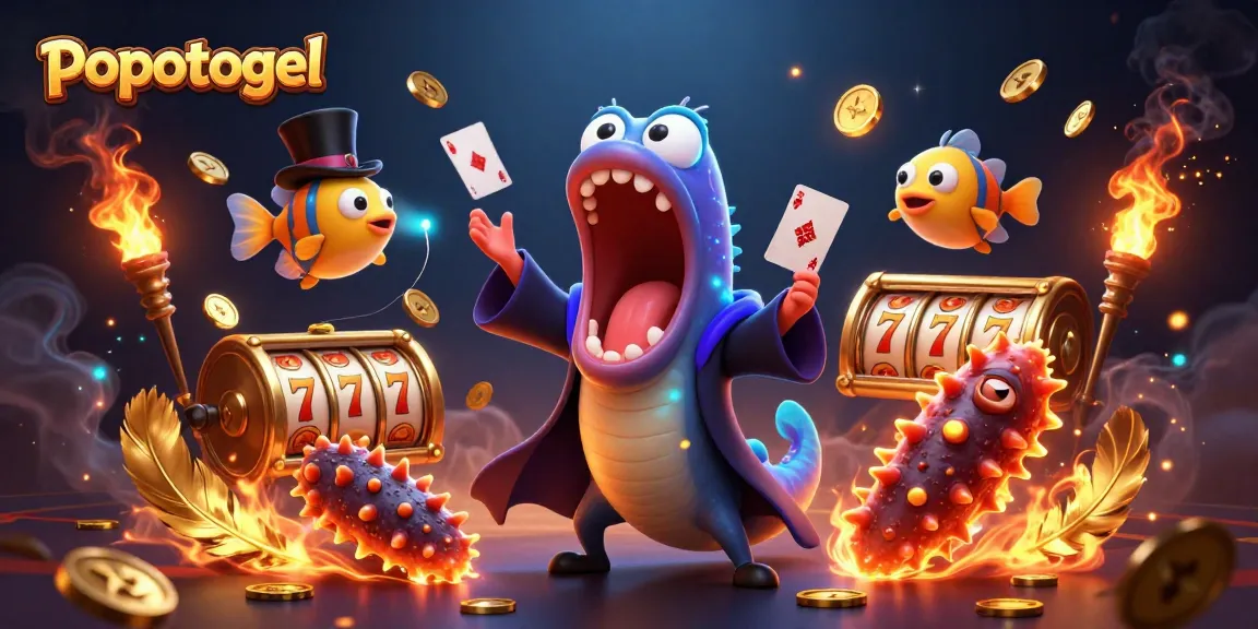 Experience the thrill of popotogel with a dynamic casino scene featuring unique characters.