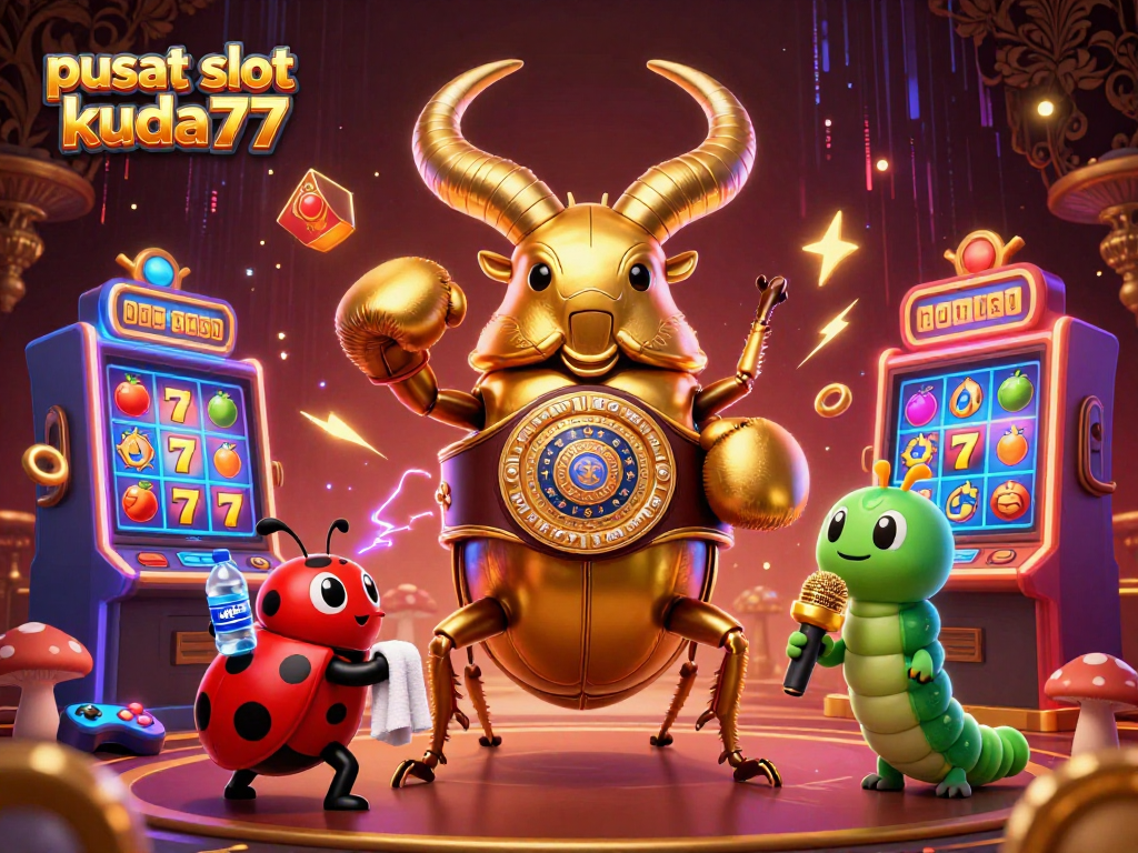 Menangkan hadiah di pusat slot kuda77 dengan simbol mesin slot berwarna cerah dan elemen kasino lainnya.
