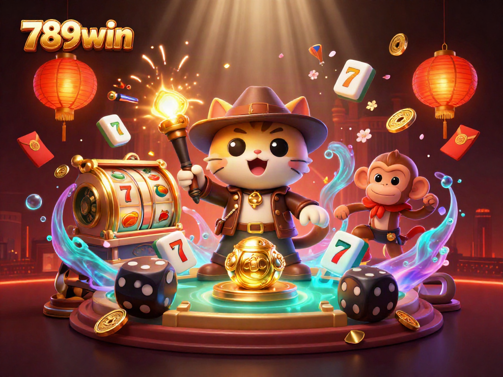 Experience the thrilling adventure of 789win with a cat archaeologist discovering casino treasures.