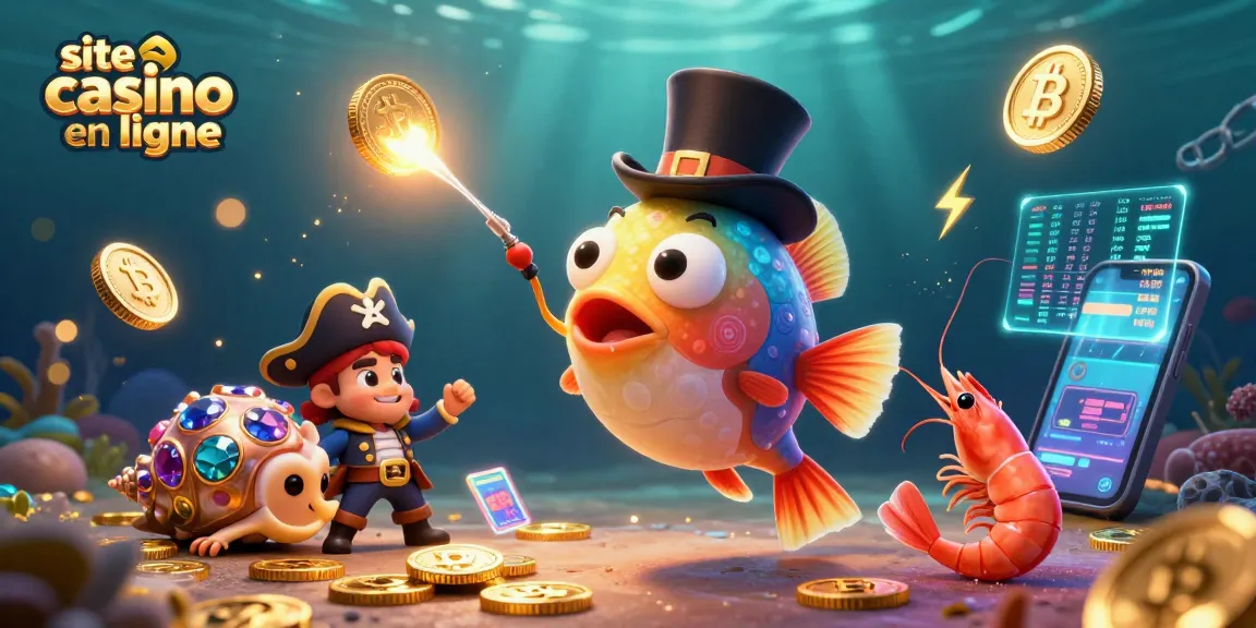 Attirez les gains sur le site casino en ligne avec un poisson-lanterne et des pièces d'or brillantes.