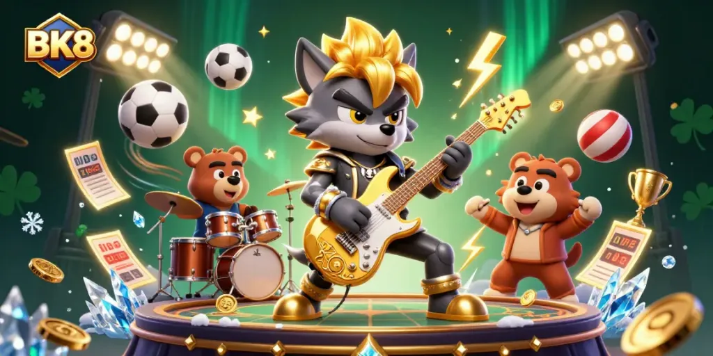 Win big at BK8 with a dynamic casino scene featuring rock star elements and sports excitement.