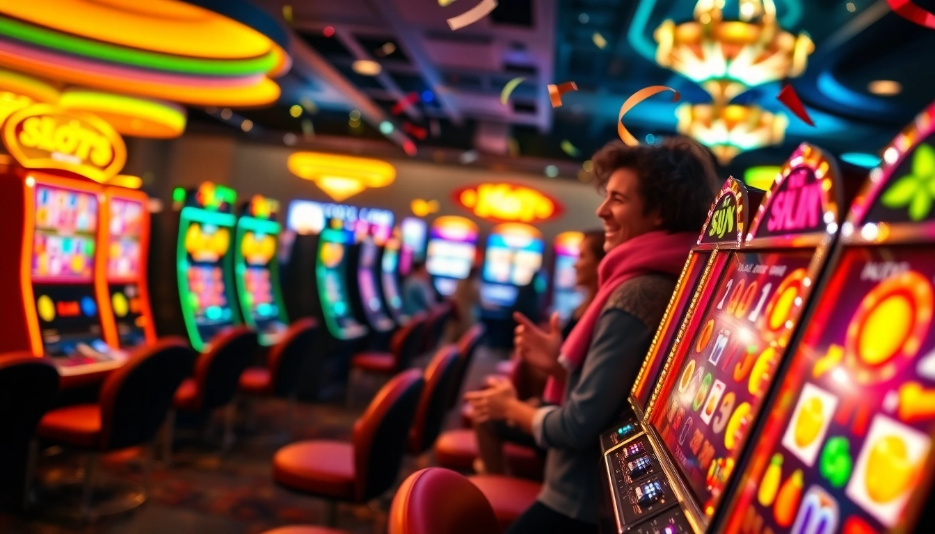 Menangkan di Slot77 dengan suasana ceria di kasino yang ramai.