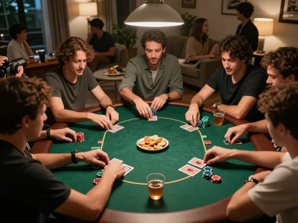 Players engaged in a poker game while browsing hidden wiki links for strategies and tips.