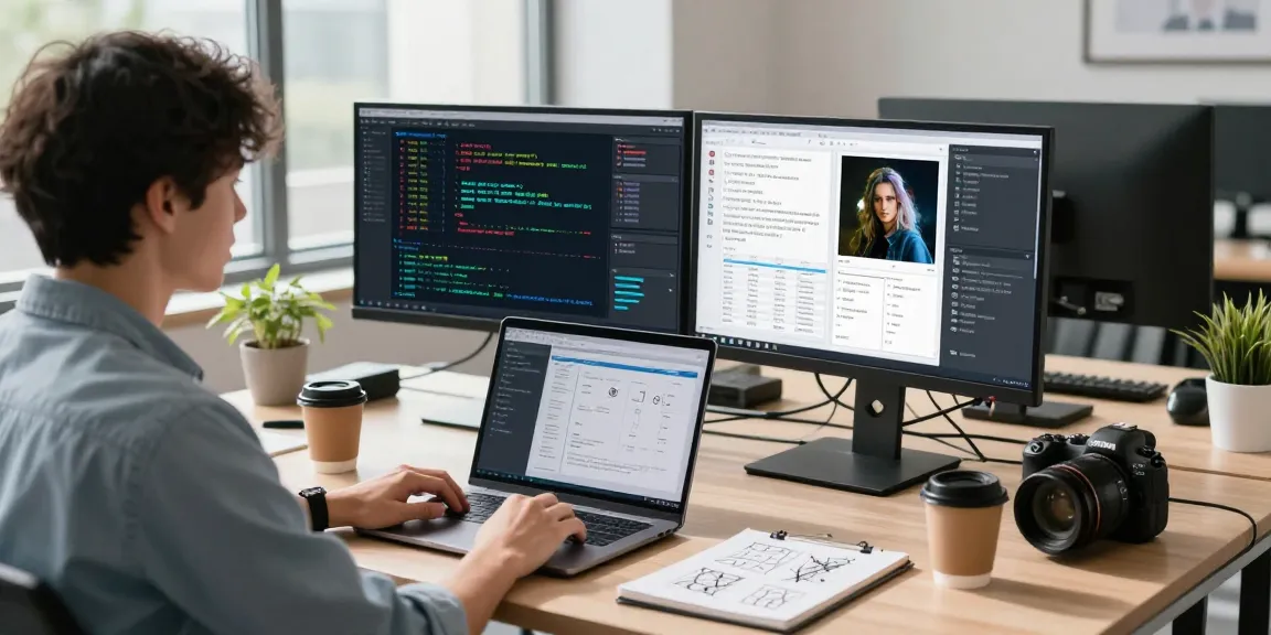 Analyze images using the free ai detector tool in a modern office setting.