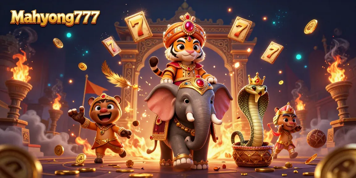 Enjoy thrilling game action with mahyong777 featuring an elephant and tiger in a dynamic casino setting.