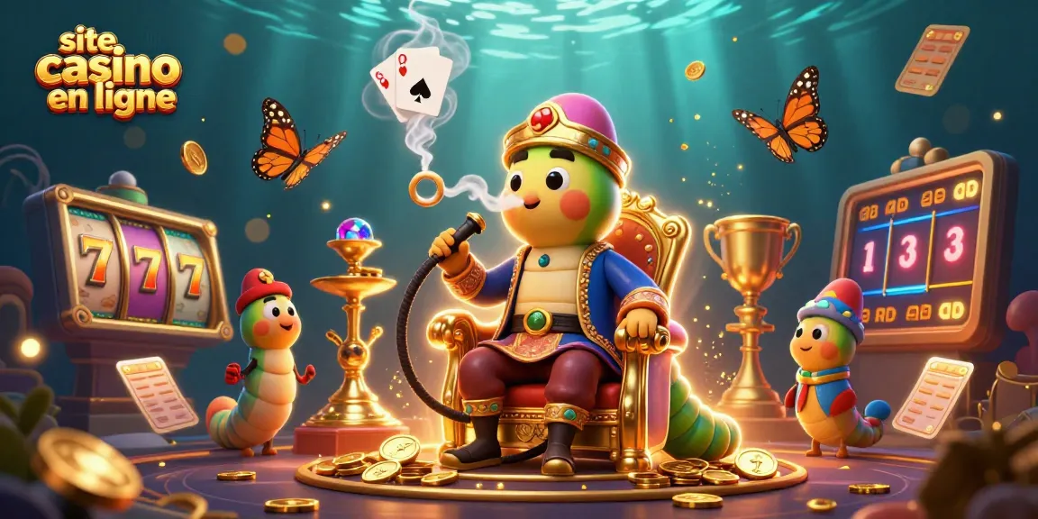 site casino en ligne : illustration dynamique d'un maître chicha en costume sultan avec des machines à sous et des jetons d'or