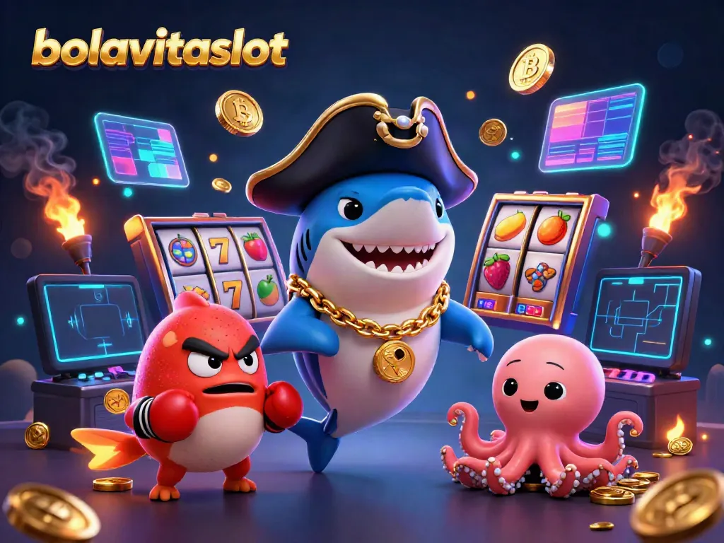 Engage with bolavitaslot's exciting casino action featuring a vibrant 3D scene with characters and game elements.