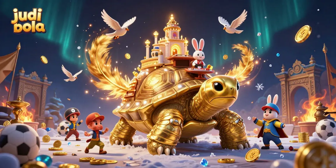 Experience thrilling judi bola action with our vibrant casino scene featuring a golden tortoise and dynamic elements.