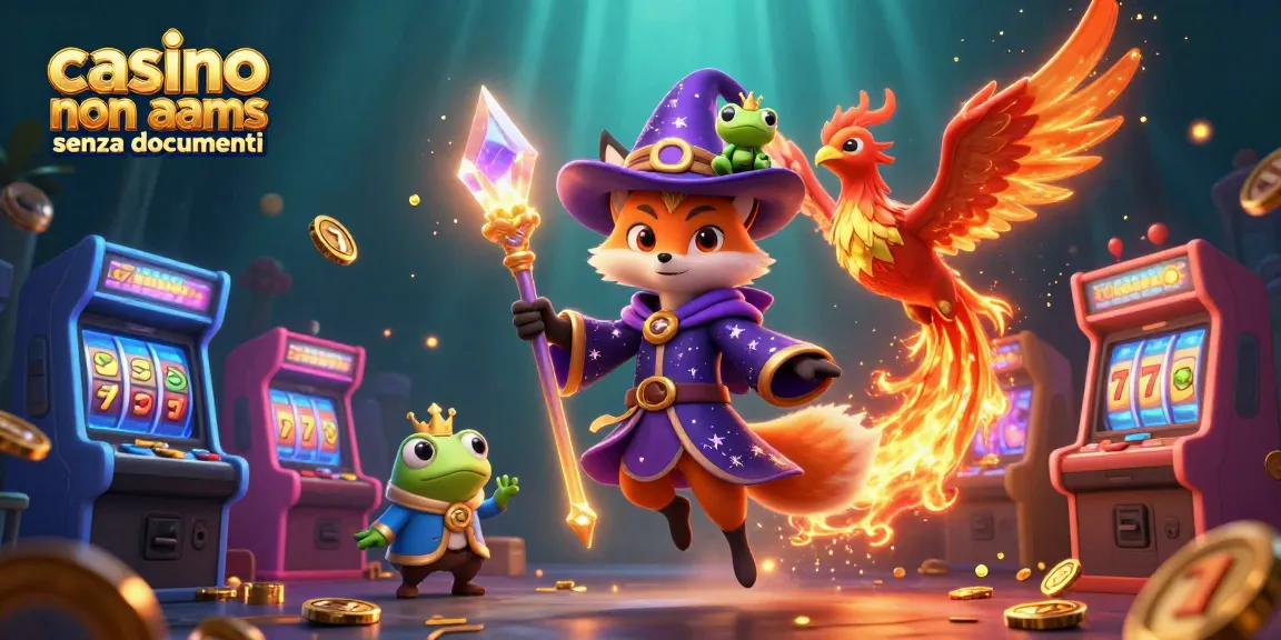 Vinci alla grande nei casino non aams senza documenti con una volpe magica e una fenice tra elementi di gioco vivaci.